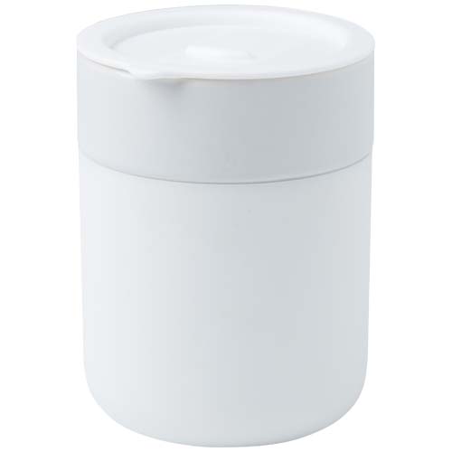 Vaso de cerámica de 330 ml con agarradero de silicona y tapa de plástico Java
